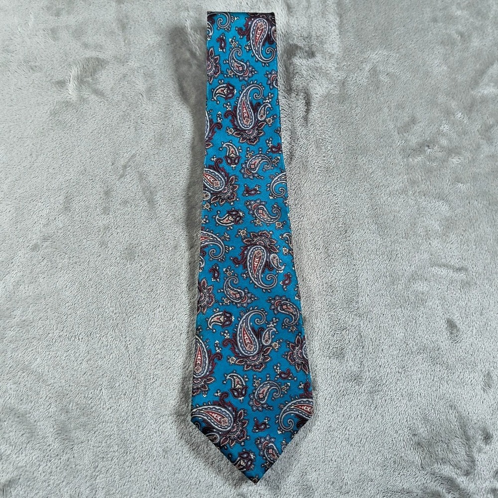 Vintage Oscar de la Renta Tie Mens 56.5x3.75 Paisley Floral Silk Couture Luxury